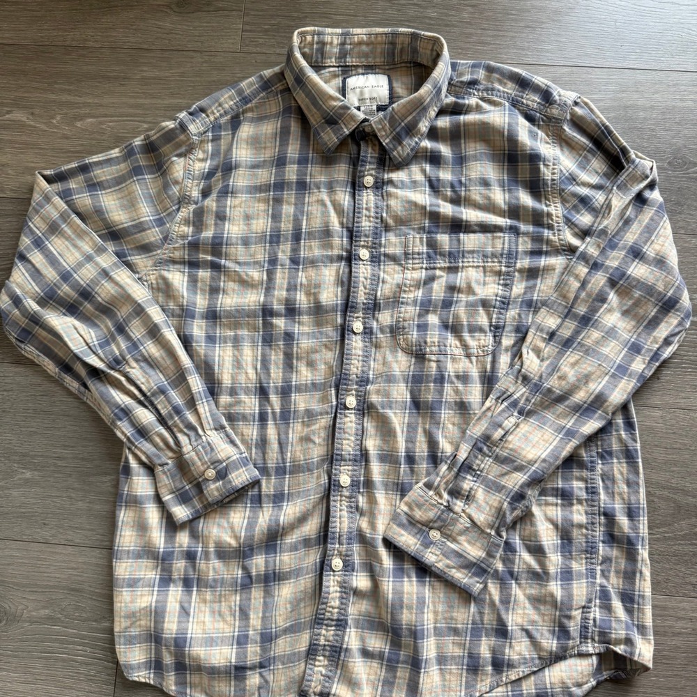 American Eagle‎ Outfitters Mens Plaid Long Sleeve Button Up Shirt L